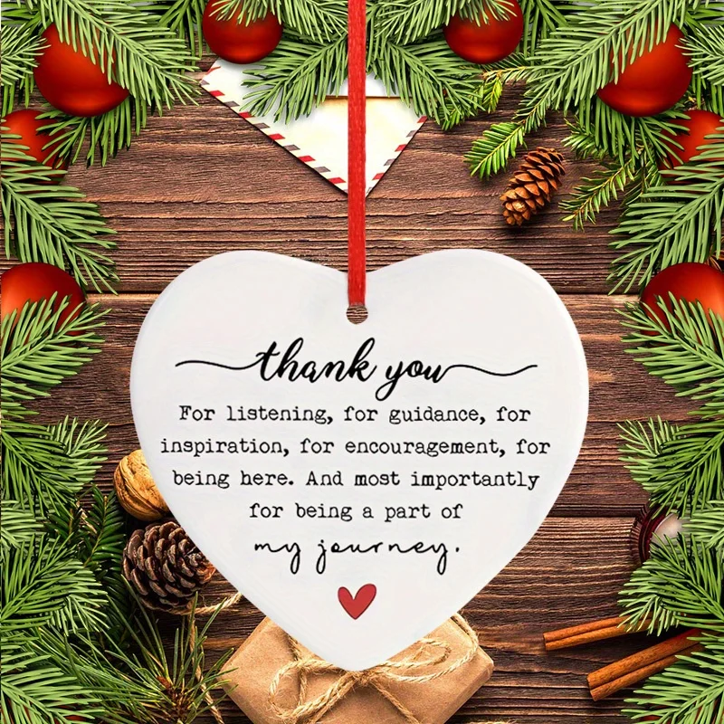 

1 керамический кулон в форме сердца с сообщением «спасибо» — современное белое керамическое подвесное украшение с красной веревкой, подарки от