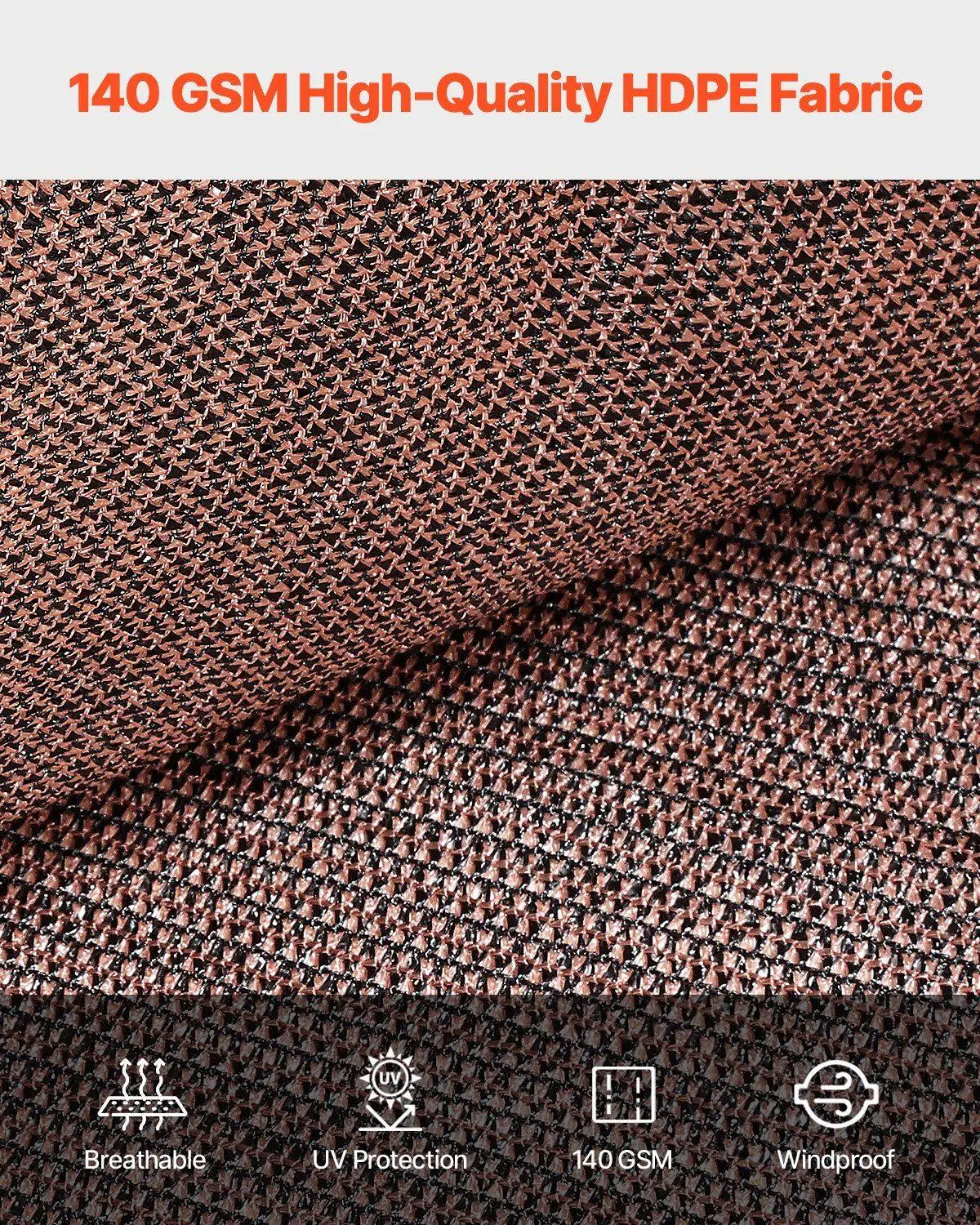 قماش تظليل حجب الشمس 8 × 12 قدم 90% حماية من الأشعة فوق البنفسجية 140GSM HDPE قماش عالي القوة مع فتحات معدنية لمسة نهائية بنية #3