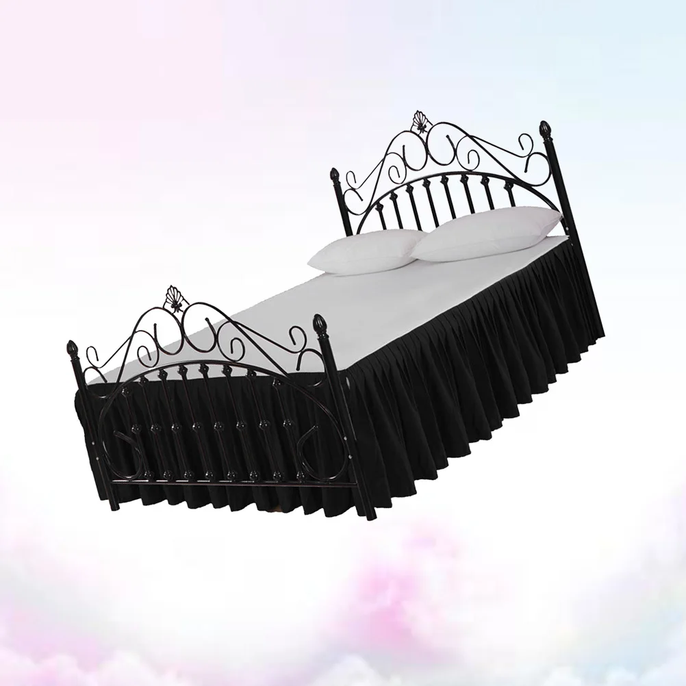 

Bouffancy Black Ruffled Polyester Cotton Solid Color Hidden Zipper Dust Ruffle Bedding Pleated Skirt