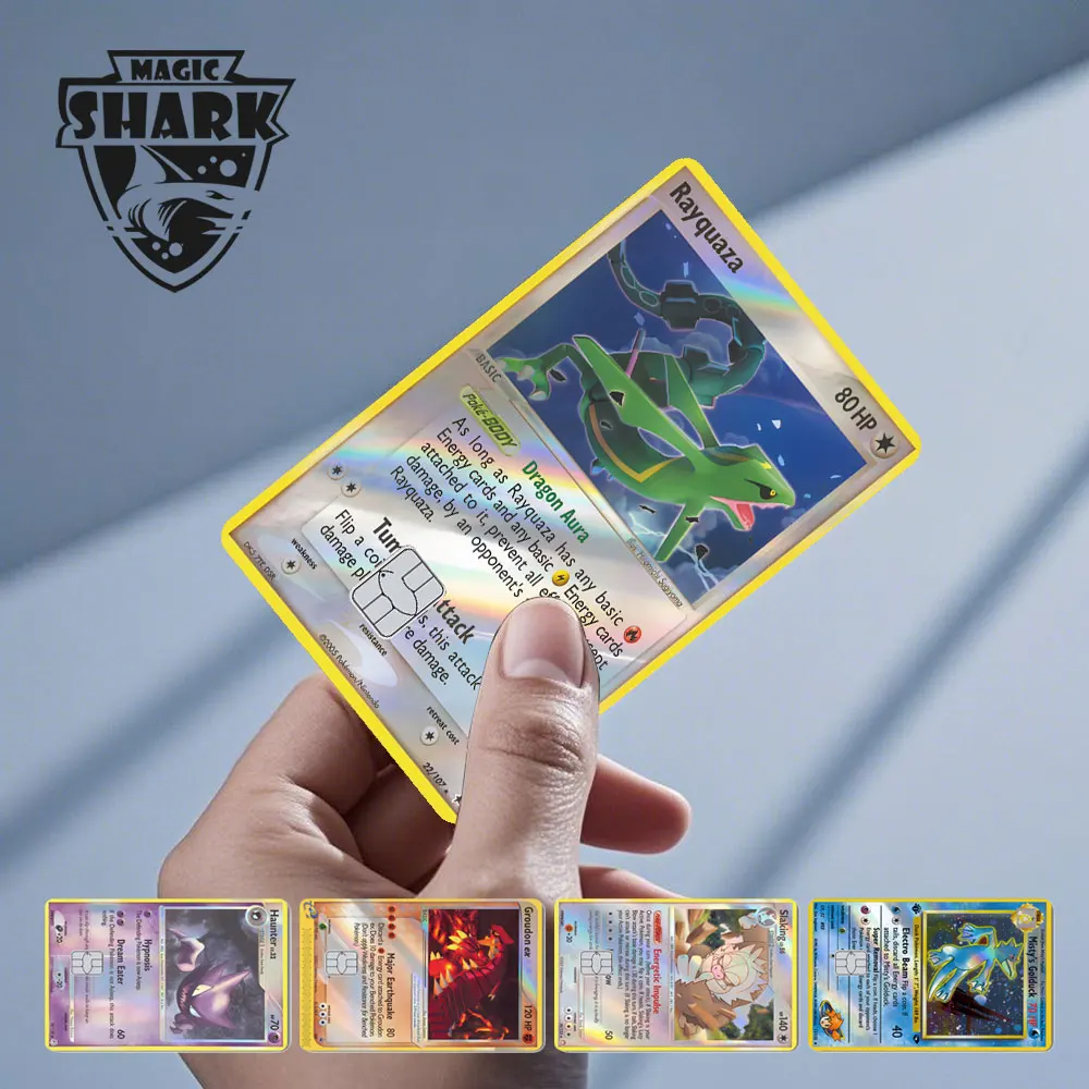Pokemons dialga slaking golduck haunter moltres rayquaza slowking adesivo laser holográfico filme pele para cartão de crédito banco de débito