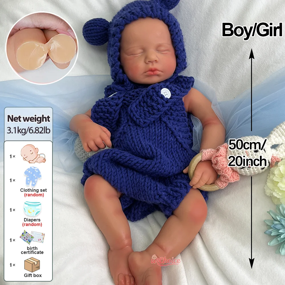 دمية أطفال واقعية لحديثي الولادة مقاس 20 بوصة مصنوعة يدويًا من السيليكون دمية أطفال تولد من جديد للتجميع مع مصاصة #4