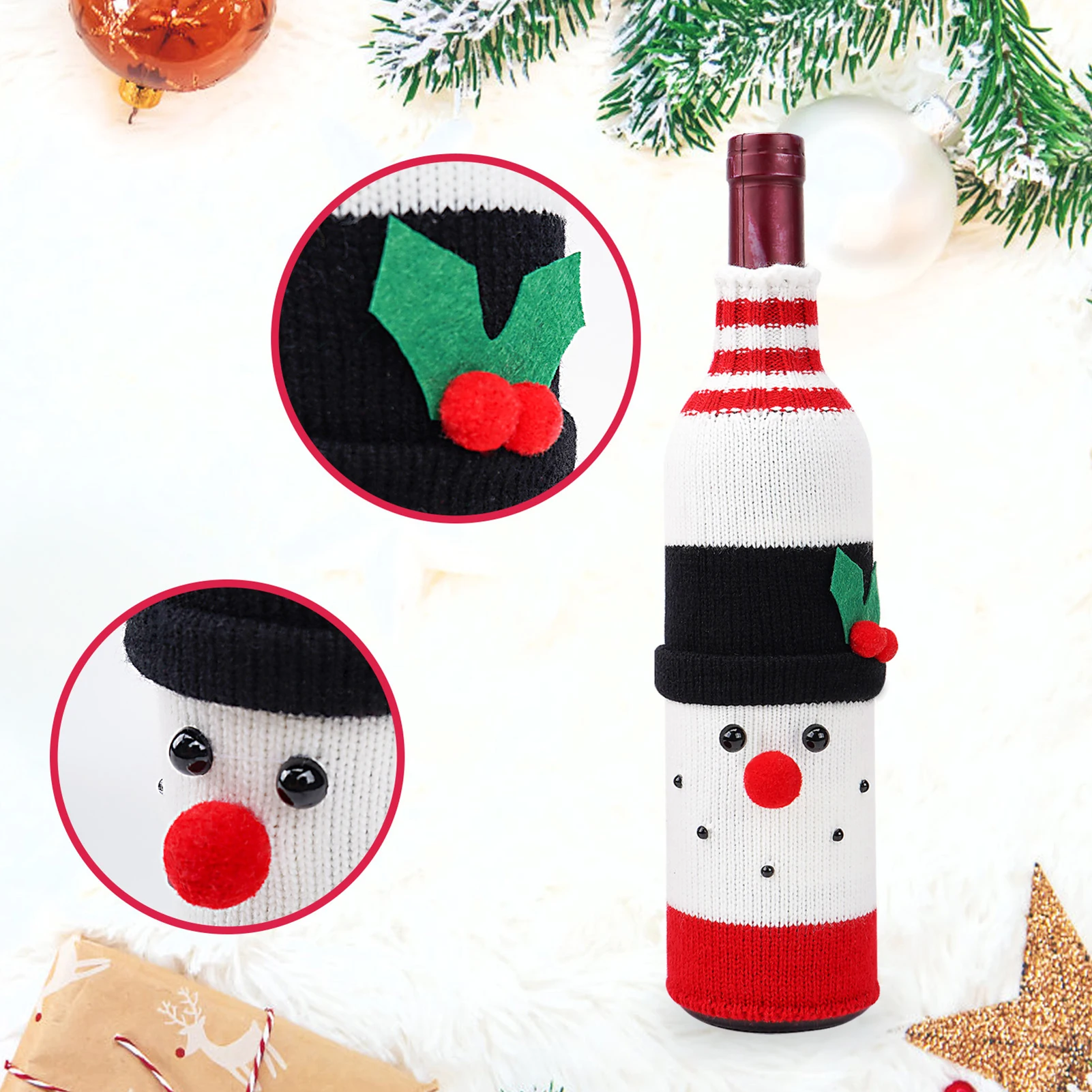 Christmas Wine Bottle Sweater Cover Festival Costume Decorative Wine Decor for Wedding Holiday Wine Tasting