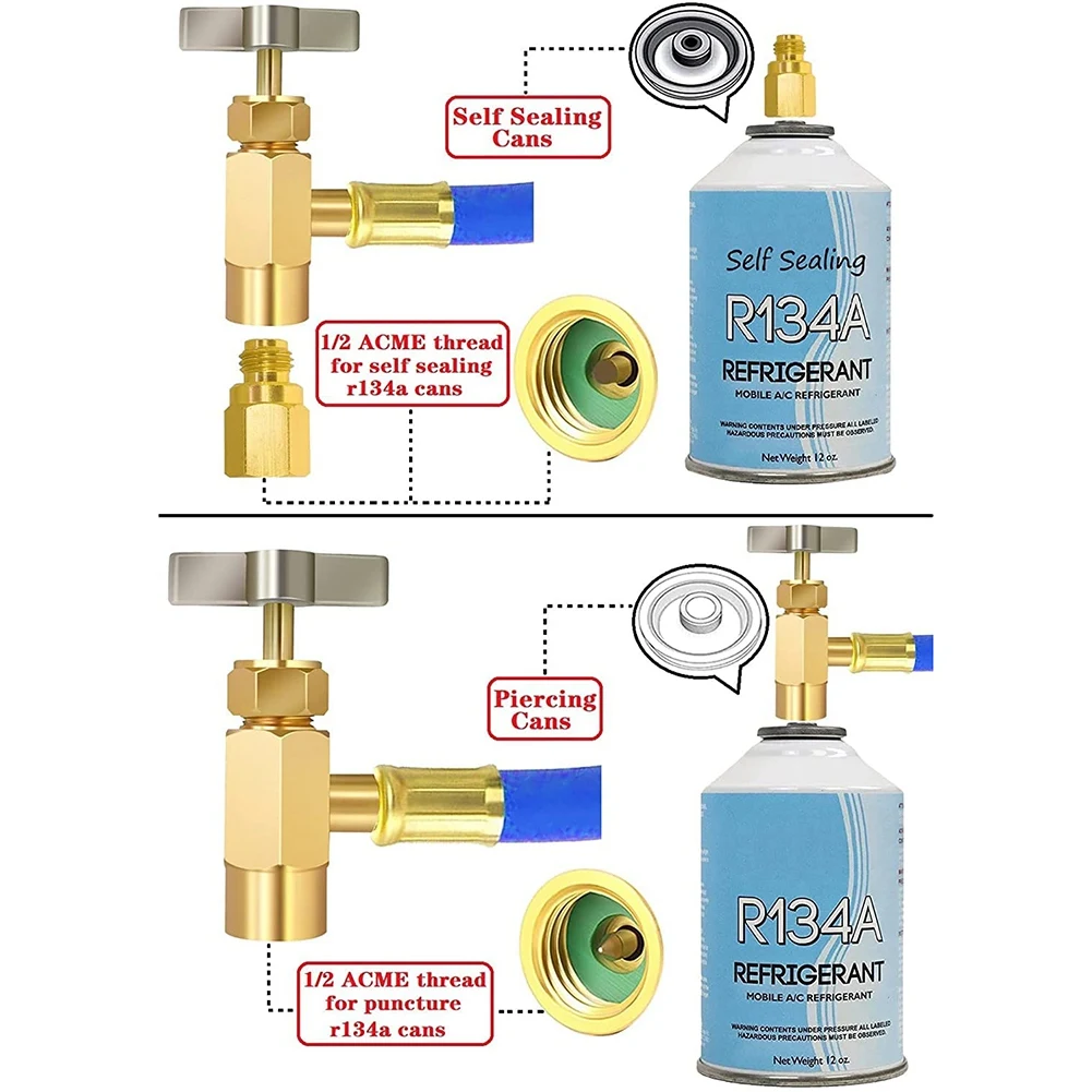 R134a kühlschrank freon auflades ch lauchs atz, r134a ac kältemittel lades ch lauch anzeige, durchdringung ventils ch lauch kältemittel