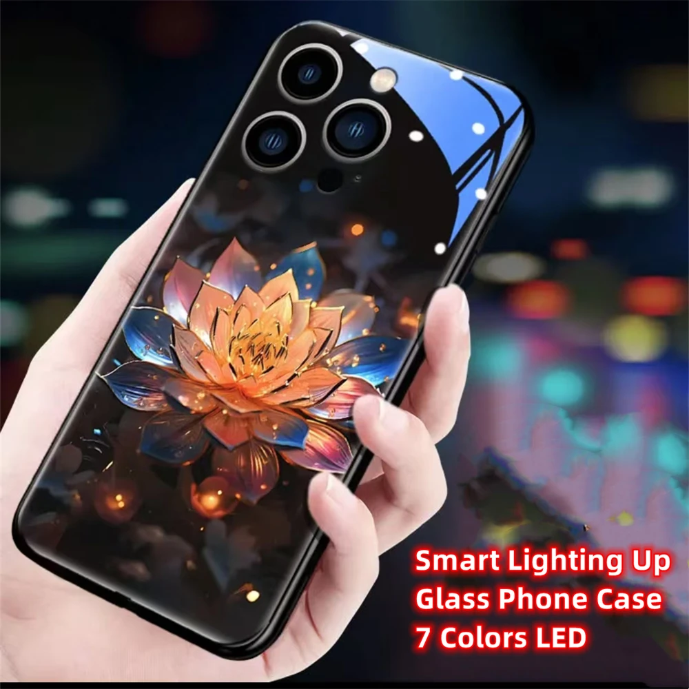 Reine Kristall-Lotus-Design-Handyhülle mit Sound-Musik-Steuerung und LED-Licht für Samsung S26 S25 S24 S23 S22 S21 S20 FE Plus Ultra – Detail 34