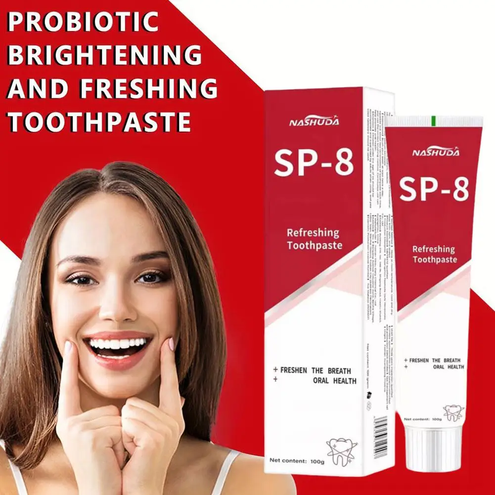 Pasta de dientes probiótica SP-8, pasta de dientes para eliminar el mal aliento, protección de respiración fresca, encías para personas con mal aliento, 100g