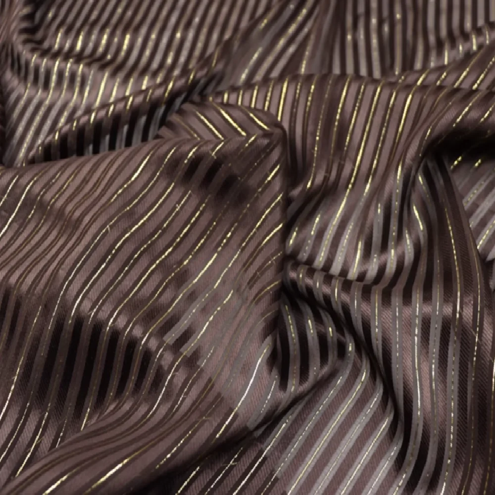 Mulberry Shiny Lurex Metallic Silk Stripe Fabric Solid Dyed Color for Lady Breathable Dress Clothes Shawl Scarf