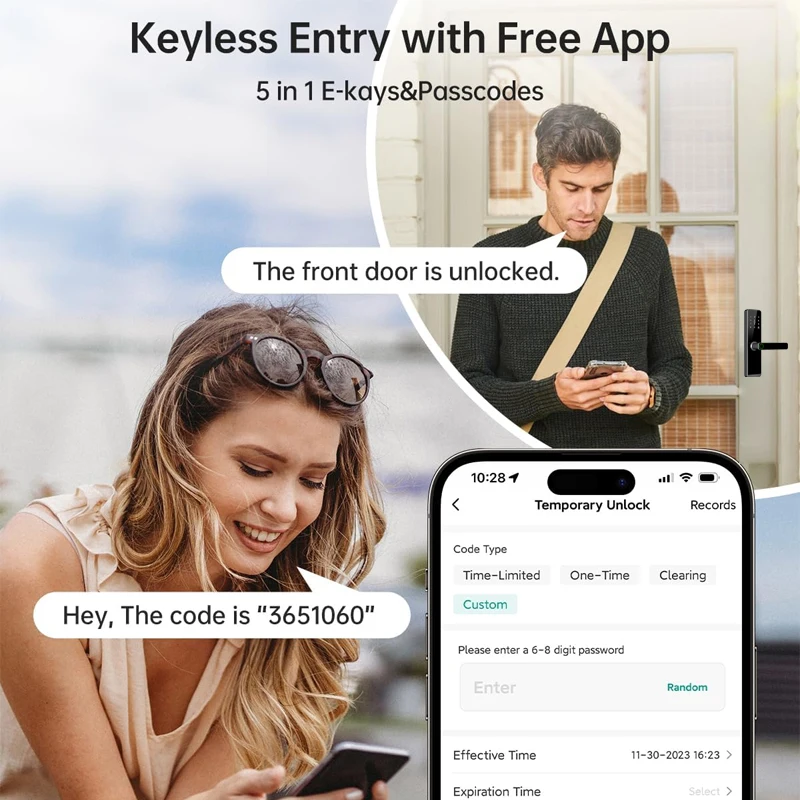 Automatic Smart Digital Door Lock Tuya App WIFI Key Fingerprint Card Smart Door Handle Lock