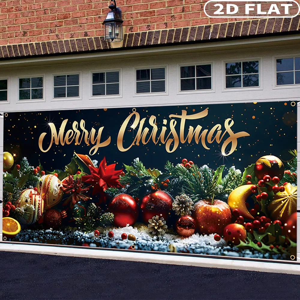 

1pc Large Christmas Garage Door Banner Decoration, Festive Backdrops & Banners, Durable For Winter Holiday Outdoor Wall Display