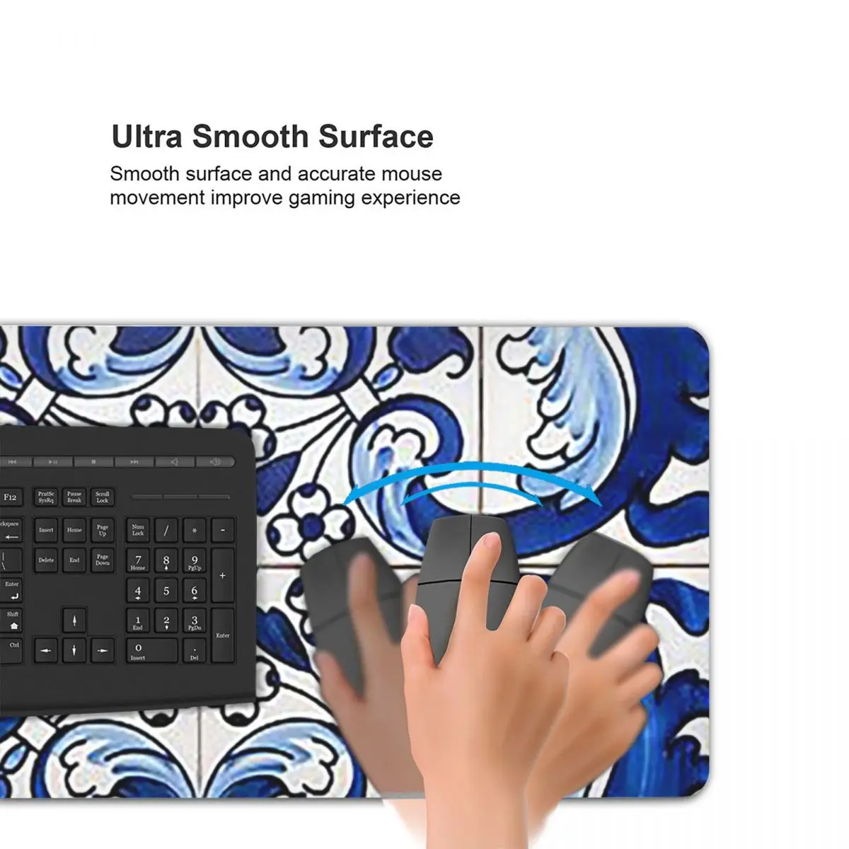 Antique Classic Lisbon Blue Azulejo Tile Floral Large Mouse Pad Computer Keyboard Mouse Mat Gaming PC Desk Mat Office Table Mats