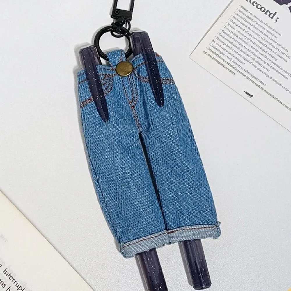 Quirky Creative Mini Denim Jeans Pen Holder Skirt Lightweight Keychain Bag Charm Denim Blue Stationery Pouch Gift