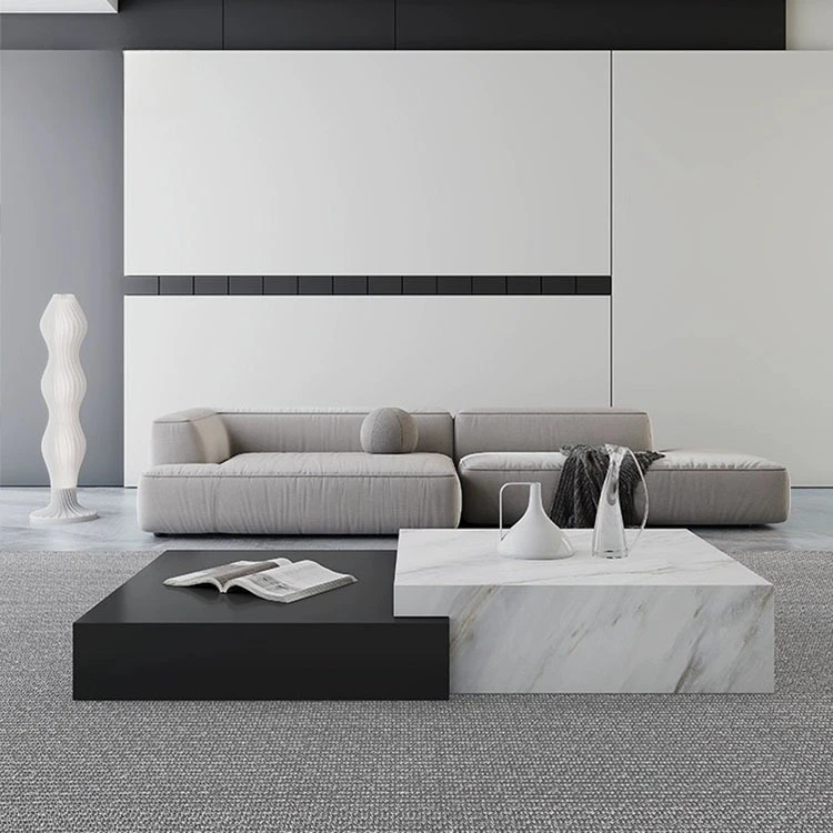

Coffee table minimalist combination rock slab designer rectangular size apartment modern home light luxury living room