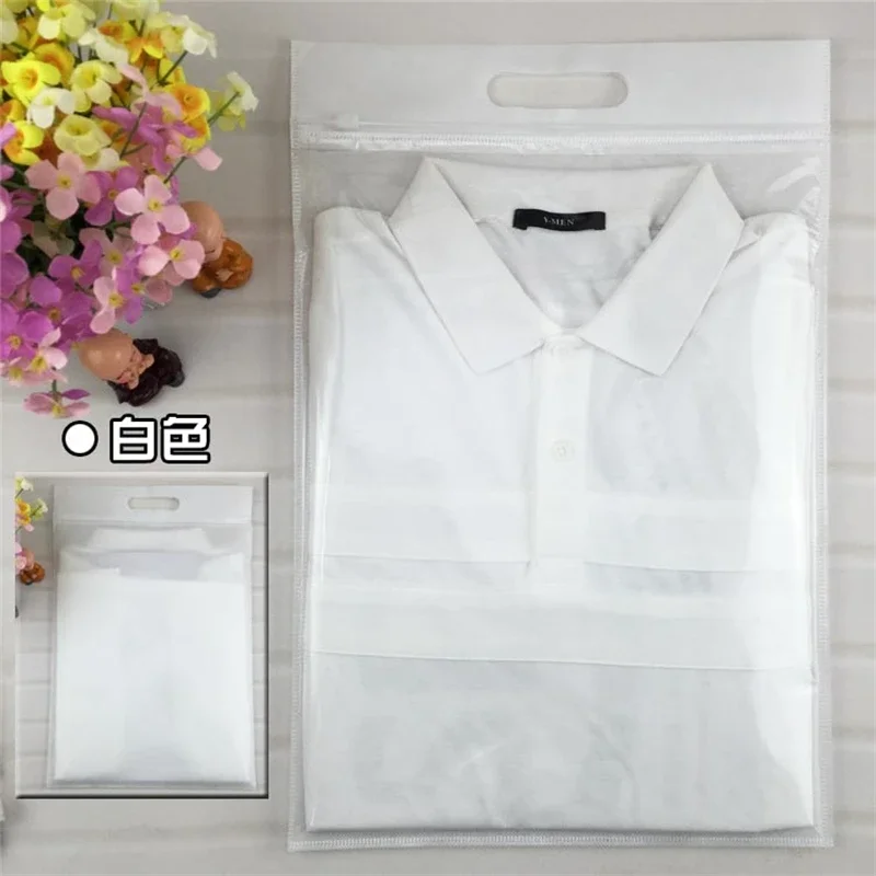 20 pcs Large Non Woven Zip Lock Plastic Clothing Packaging Bag With Handle and Zipper Clear Garment Bags Custom Logo