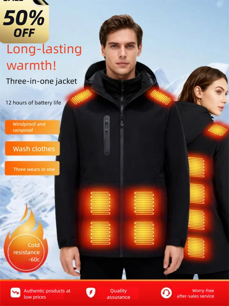 

15-Zone Heated Ski Jacket - Waterproof Windproof Thermal Parka with Carbon Heating Tech for Alpine Sports & Extreme