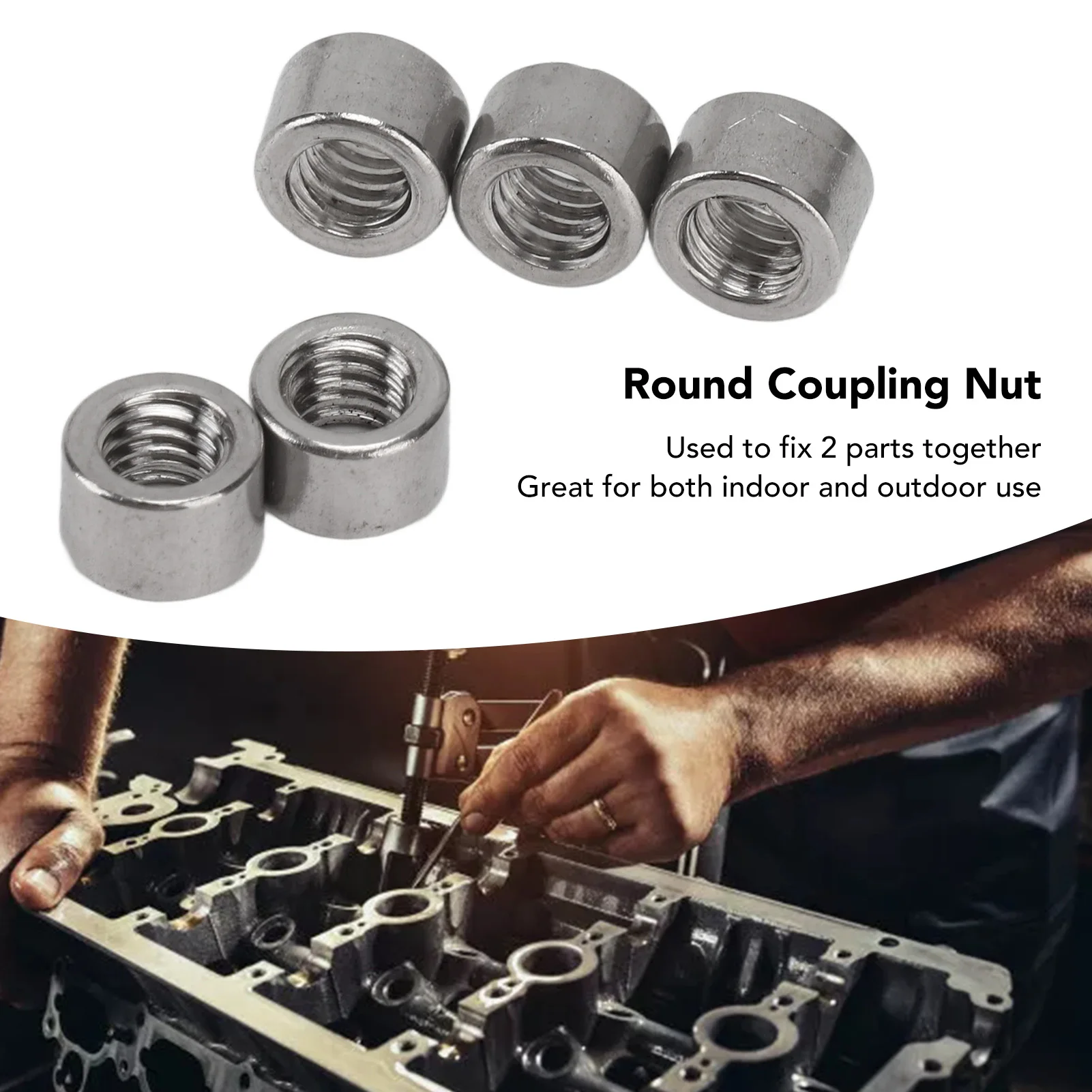 50 Pcs Round Coupling Nut M4x0.7 4mm Length 304 Stainless Steel Sturdy Round Connector Nuts for Maintenance Round Coupling Nut