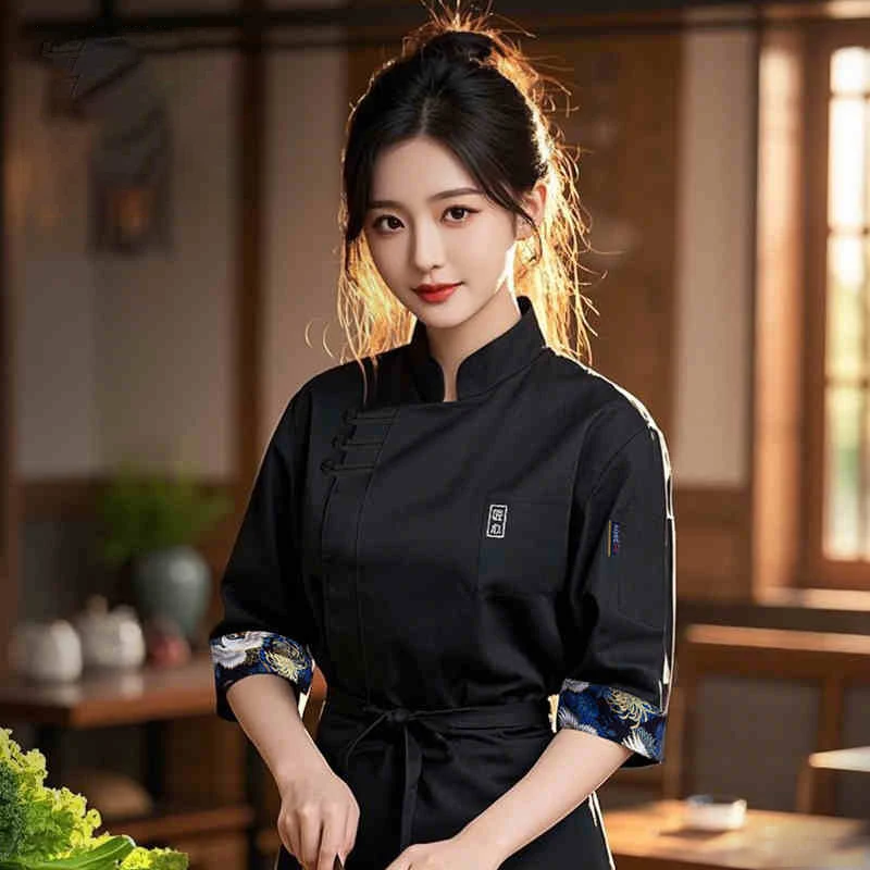 Chinese Style Chef Uniforms Unisex Summer Breathable Short Sleeve Kitchen Cook Work Tops Hotel Baking Cafe Restaurant Chef Coat