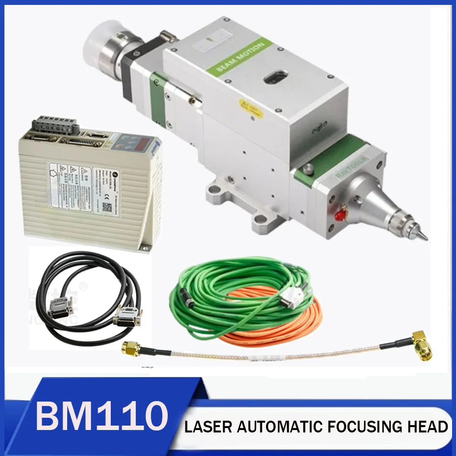 

Лазерная режущая головка Raytools BM110 с интерфейсом QBH, датчиком автоматической фокусировки, для оптоволоконного лазера, 3.3 кВт, 2D/3D, FL125/155/200 мм
