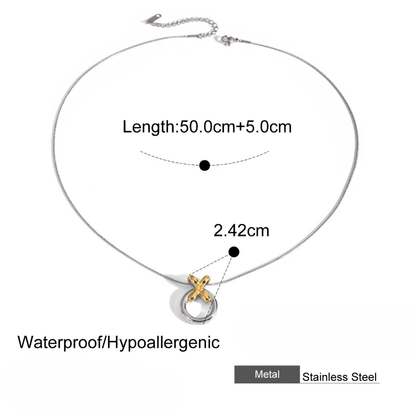 XO Integrierte Geometrische Anhänger Edelstahl Männer Frauen Licht Luxus Mode OL Halsketten Charme Schmuck Geburtstag Geschenk – Detail 2