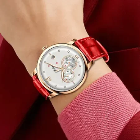 LOBINNI Women Automatic Watch 36.5mm Ladies Mechanical Wristwatch 50m Waterproof Sapphire Multi-Dial Week Date 24 Hours