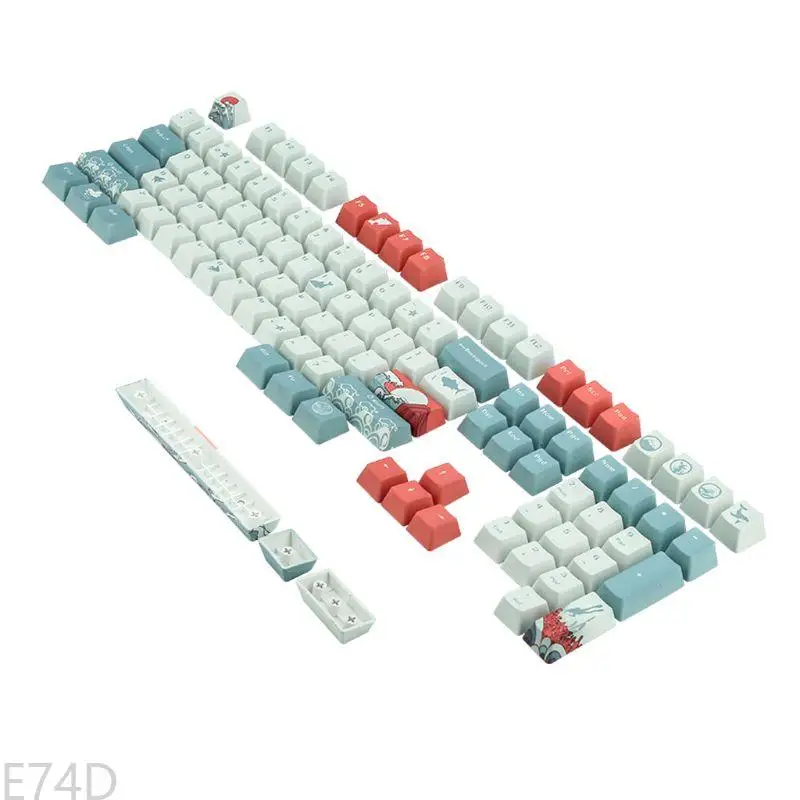 E74d 108 Keys Sea Coral Ukiyo-e Keycap Dye Sublimation Profilo OEM per GH60 GK61 GK64