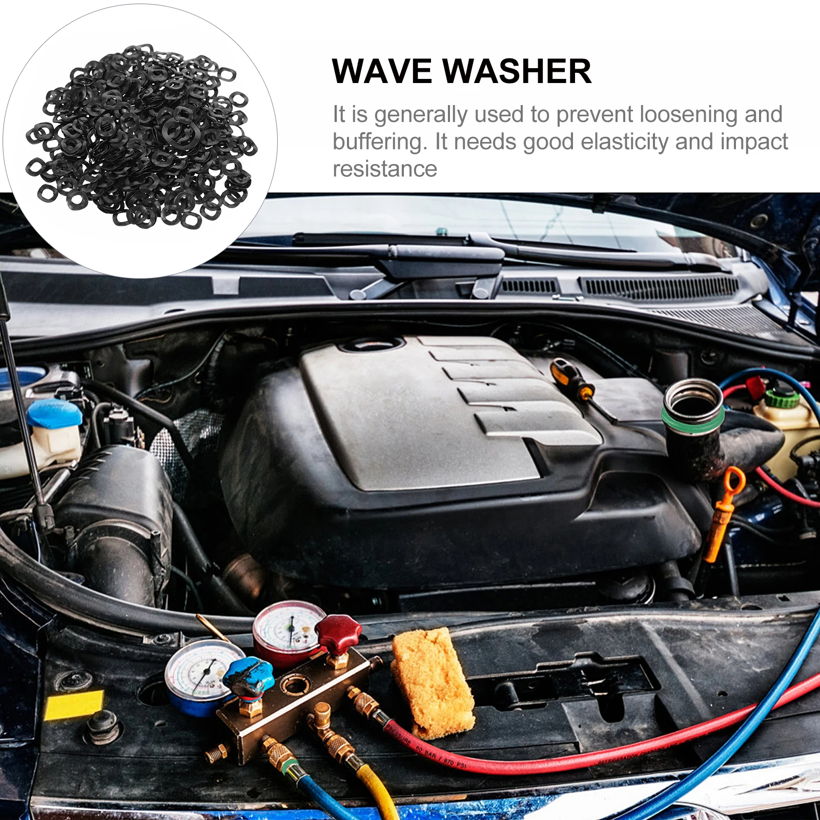 

500Pcs Three Wave Spring Washer 65Mn Steel Compression Type Wave Washer Machine Washer Repair Washer Kit For Home And Automotive