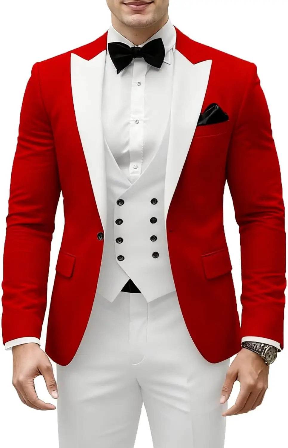 

Tuxedo for Men 3 Piece Men's Suit Slim Fit Mens Tuxedo Suit Set Double Breasted Vest Blazer Pants Wedding Prom