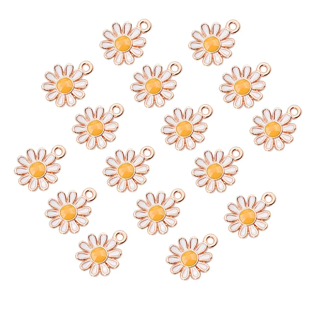 

50Pcs Daisy Flower Charms Pendants Earring Ornaments DIY Jewelry Supplies for Women Craft Projects Silver Tone