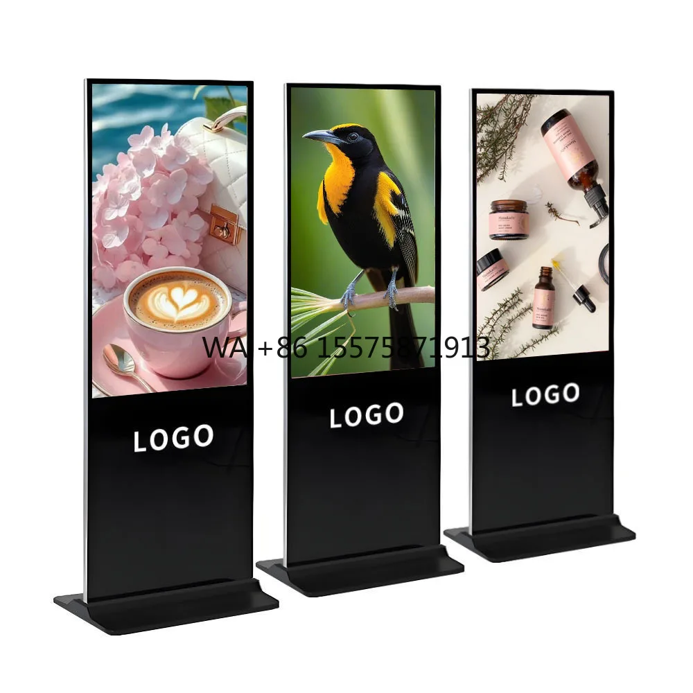 4K LCD Advertising Display  Indoor Video Media Player Smart Board with Floor Stand  Digital Signage