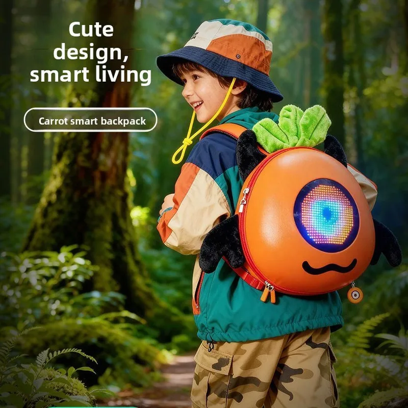 Children Backpack LED Screen Luminous Cartoon Interactive Expression