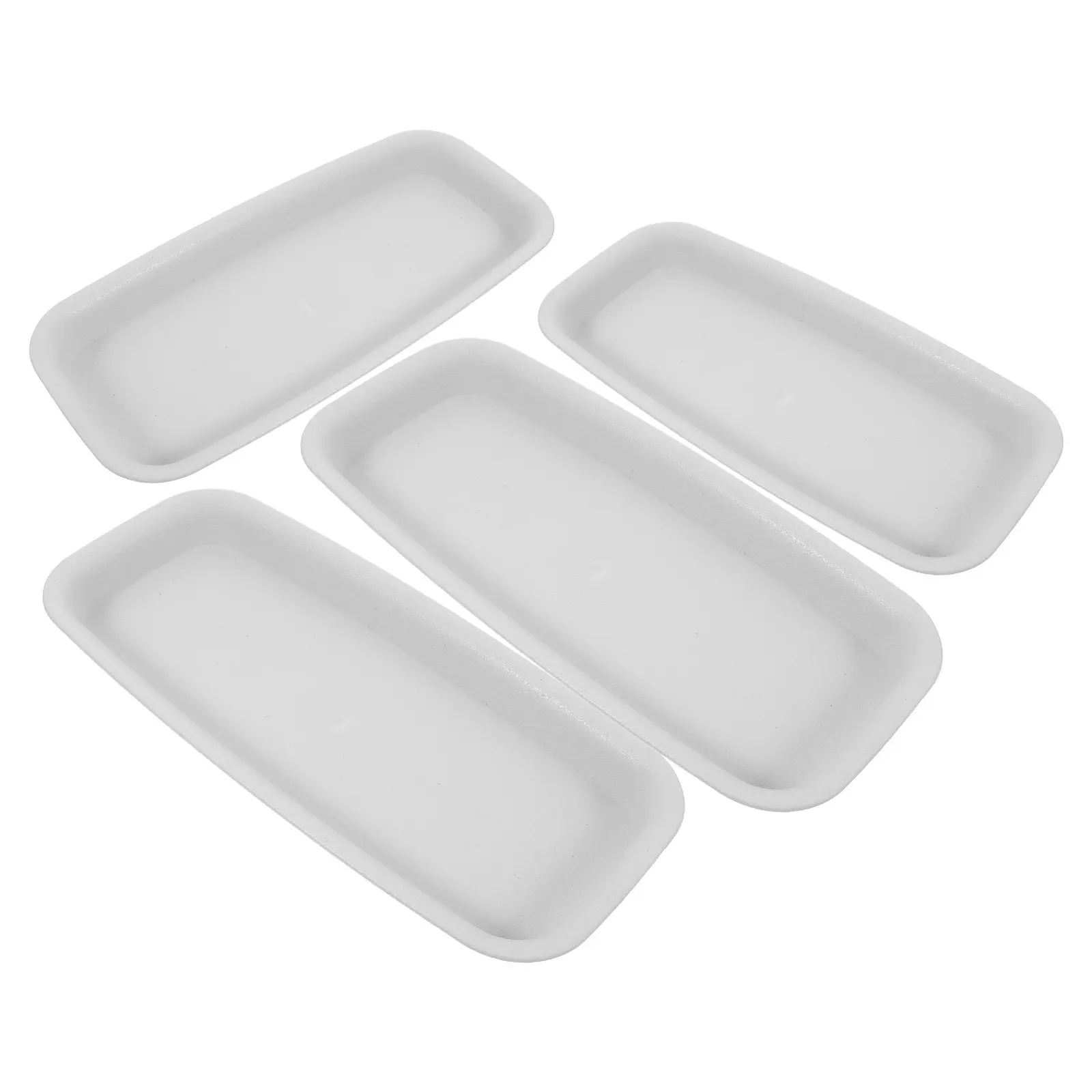 4Pcs Rectangle Plant Saucer Set Deep Groove Plastic Plant Trays Flower Pot Water Catch Trays Indoor Planter Tray