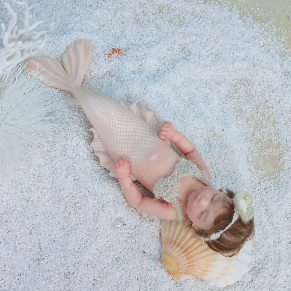 Cloveray 12 بوصة واقعية كامل الجسم سيليكون دمية لينة الصلبة النوم حورية البحر سيليكون دمية عالية الجودة هدية الفن الأصلي