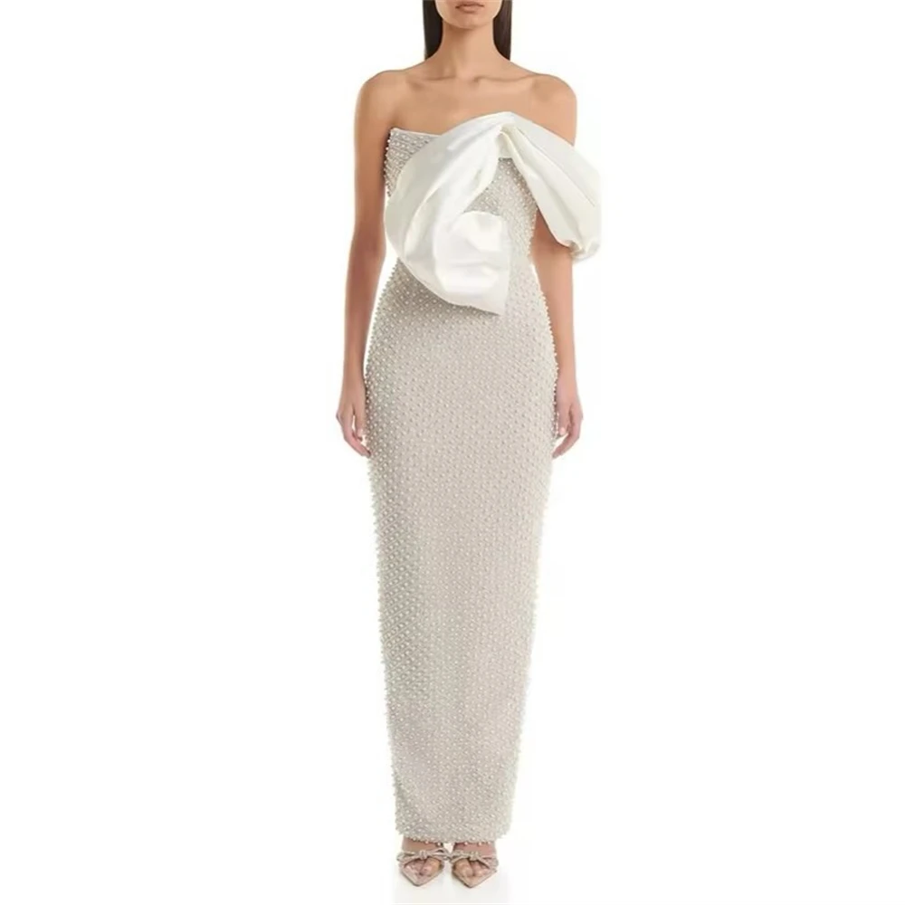 

Customized Graceful Satin Evening Dresses Fashion Strapless Sleeveless Homecoming Dress Temperament Bespoke Occasion Gowns