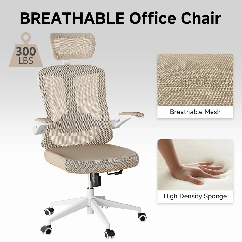 Ergonomic Office Chair - Comfy Desk Chairs with Wheels and Arms, Heavy Duty Mesh Computer Chairs