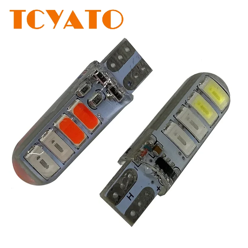 

TCYATO Automotive LED bulb T10 5630 5738 SMD silicone red, blue and white flash dual color