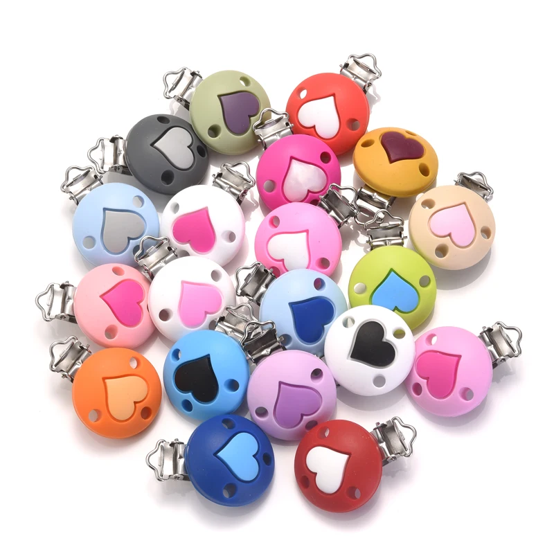 1Pc 35mm Silicone Round Pacifier Clip Dummy Holder Food Grade Metal Clips For DIY Baby Pacifier Chain Teether Jewelry Making