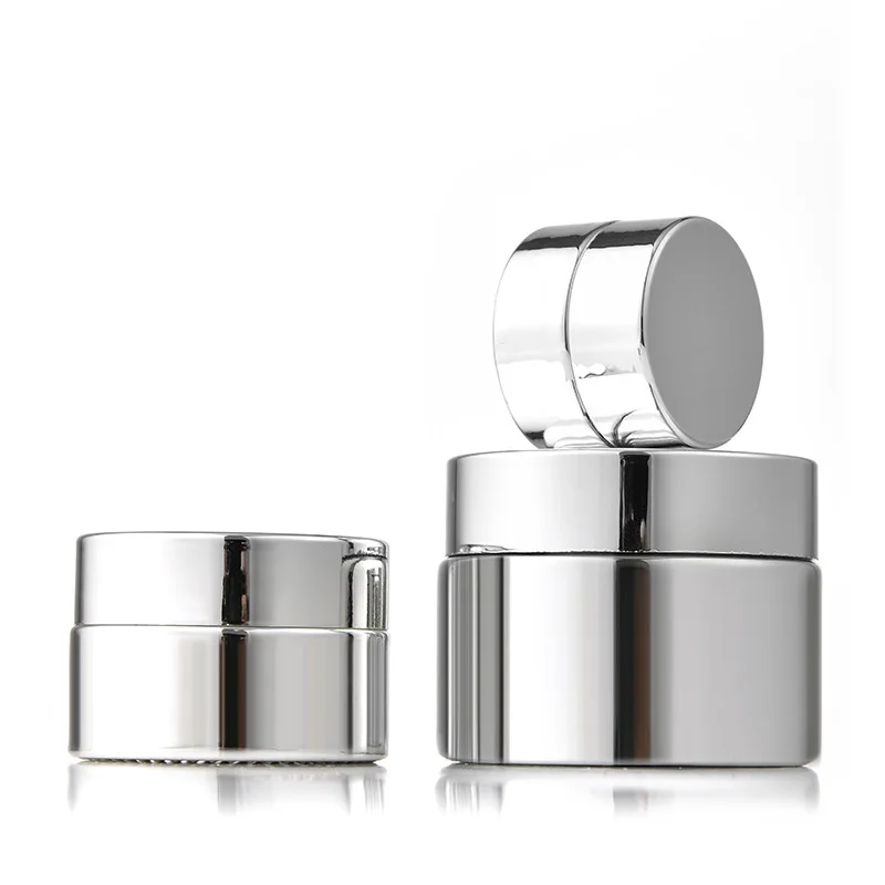 Silver Glass Cream Jar 5-50g Cosmetic Jar Face Cream Glass Bottle Cosmetic Container Makeup Container Empty Nail Glue Jar Travel
