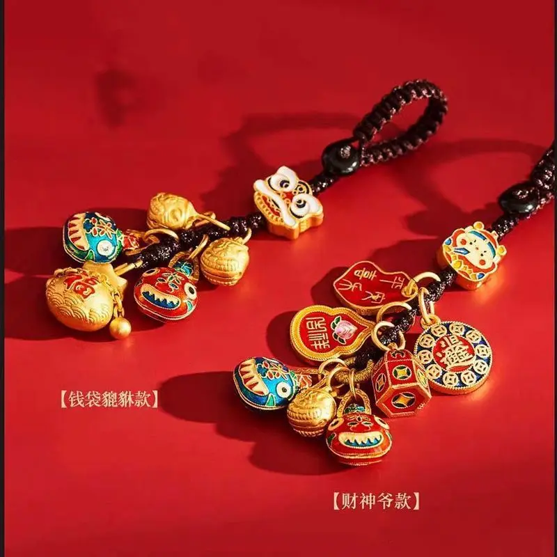 Swallowing Ancient Method, Keychain, Hanging Decoration, God of Wealth, Family of Three, High end Four, Car Hanging