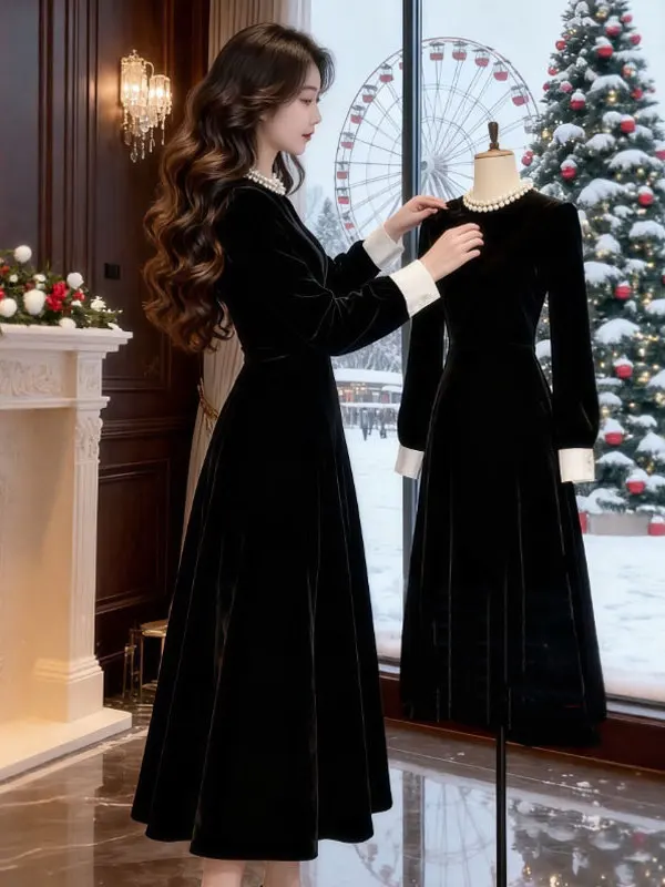 

Hebe Sle Velvet Bodycon Dr Ele Simple Bla Dr Waist Cinched Long Sve Ci Commute Street Sle Office Wear