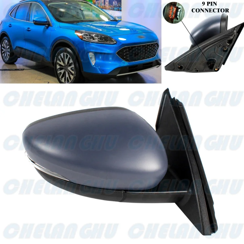 

For Ford ESCAPE 2020 2021 2022 2023 US Version Right Side 9 Pins Primed Electric Adjust Power Fold Puddle Lamp Mirror Assembly