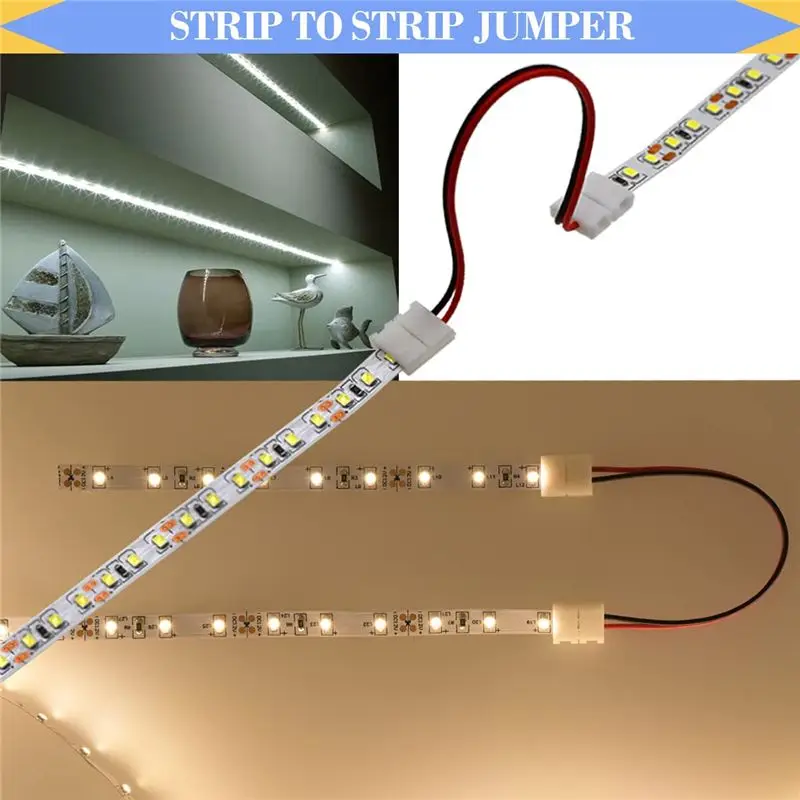 DT19 1Set Solderless Connectors 2 Way DC Jack Splitter, 2 Pin LED Strip Connector Kit for 8mm 2835 LED Strip