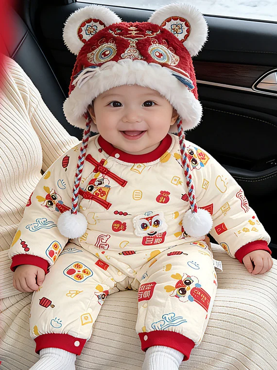 

Новый зимний детский новогодний наряд, цельная одежда, подарок на день рождения для мальчиков и девочек на сто дней