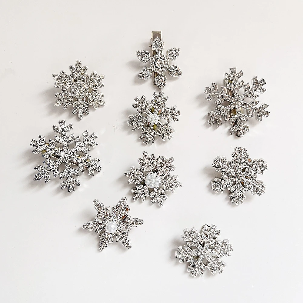 الشظية ندفة الثلج مشبك شعر النساء الفتيات الحلو الانفجارات الجانب كليب حجر الراين دبوس الشعر الشتاء فروي باريت مجوهرات الزفاف أغطية الرأس #4