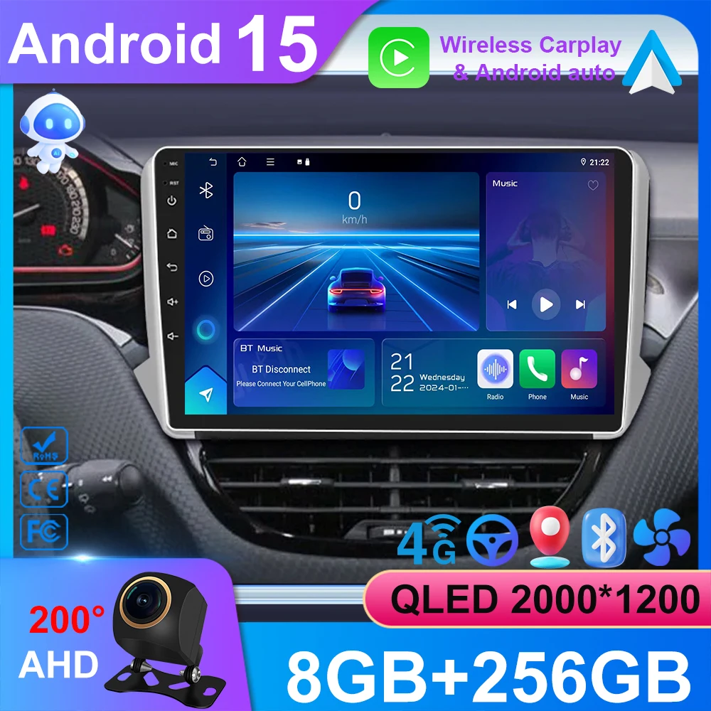 

Car Radio For Peugeot 208 2008 2012 - 2018 Android 15 Multimedia Player Stereo Navigation GPS HDR Screen Wireless Carplay 4G DSP