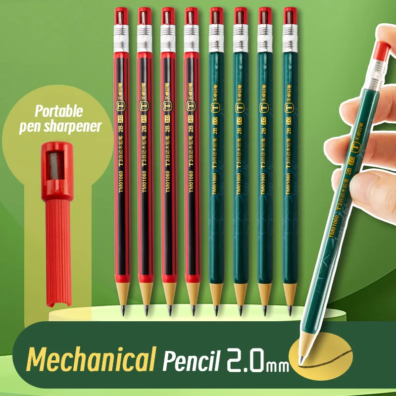 

2.0mm Mechanical Pencils Set 2B Automatic Student Pencils with Sharpener Color Pencil Leads School Pens Kawaii Cute Stationery