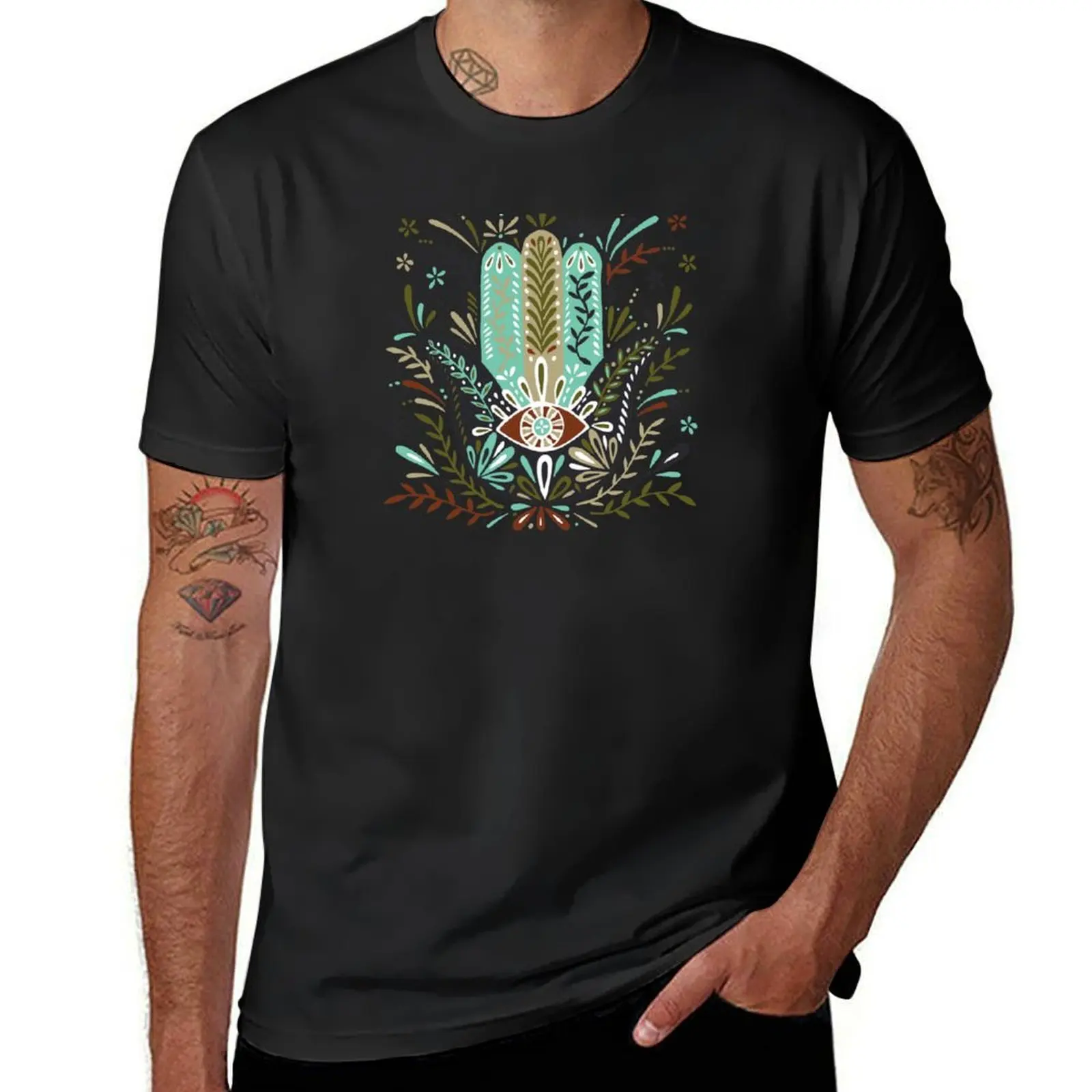 Hamsa Hand – Earth Palette T-Shirt summer clothes blanks customs design your own designer t shirt men