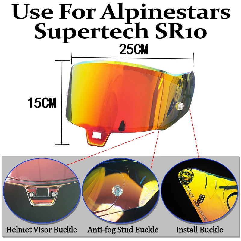 For Alpinestars Super Tech SR10 Helmet Visor Replacement, with UV 