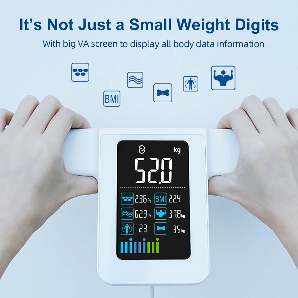 2023 Smart Bioimpedance Scale 8 Electrodes BMI Body Fat Scale Body Weight Scale Professional Body Composition Scale Rechargeable