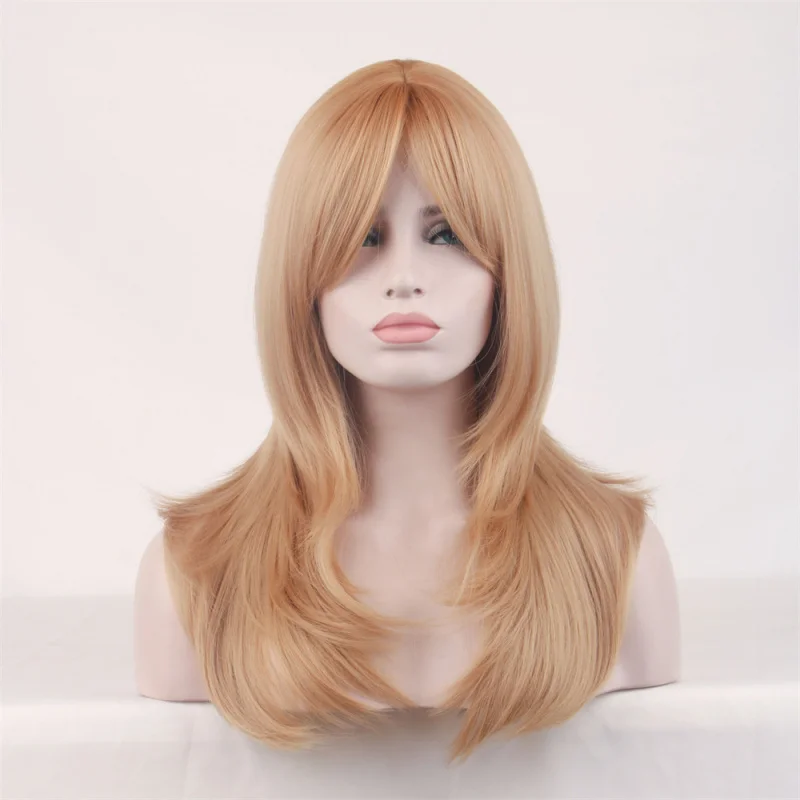 

Парик с градиентом в европейском и американском стиле, золотой длинный вьющийся парик, полный парик с восемью символами для женщин, высокотемпературное волокно