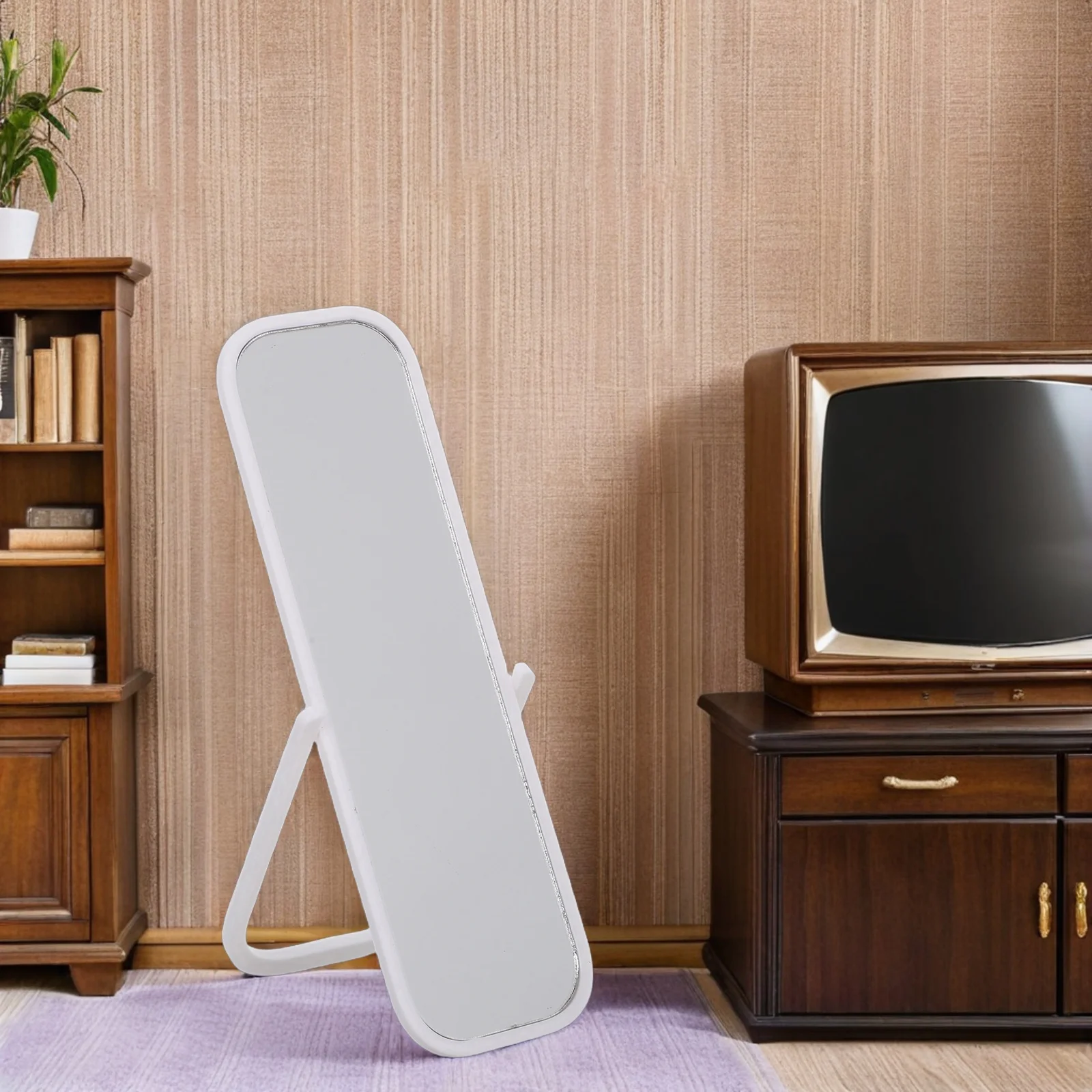 1:12スケールDIYミニチュアフロアミラー全身鏡プラスチック反射面ミニ家具アクセサリーリビングルーム寝室用