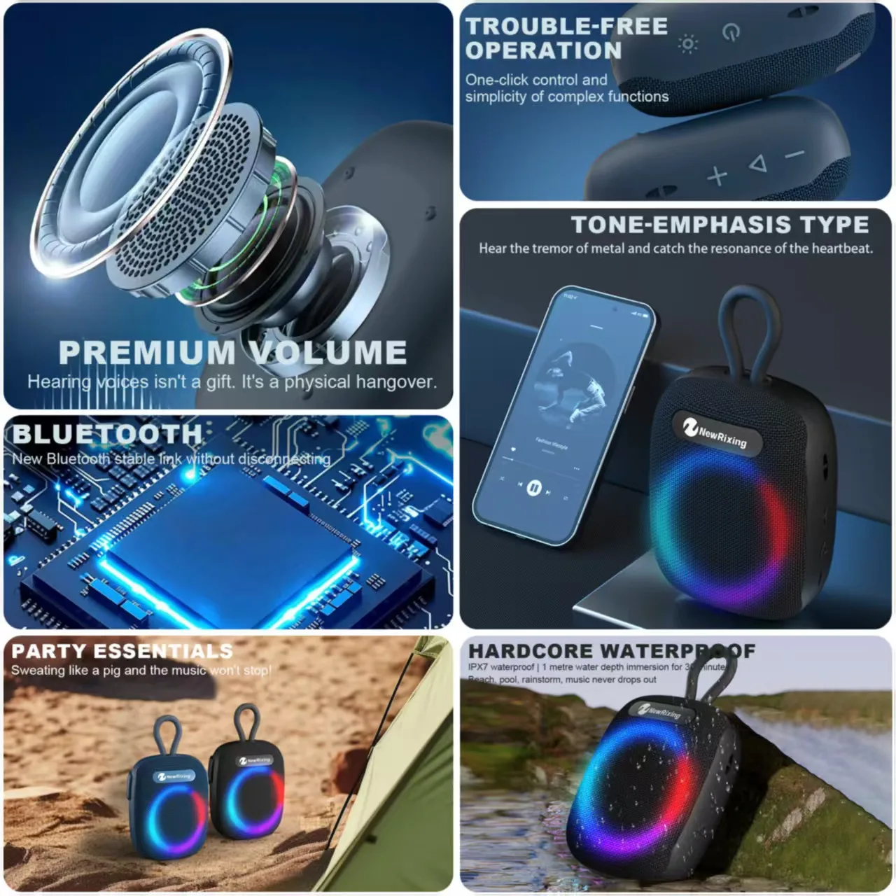 Mini Altavoz Bluetooth portátil para bicicleta, resistente al agua IPX 7, compatible con Subwoofer TWS/TF, lámpara RGB, caja de sonido inalámbrica para bicicleta