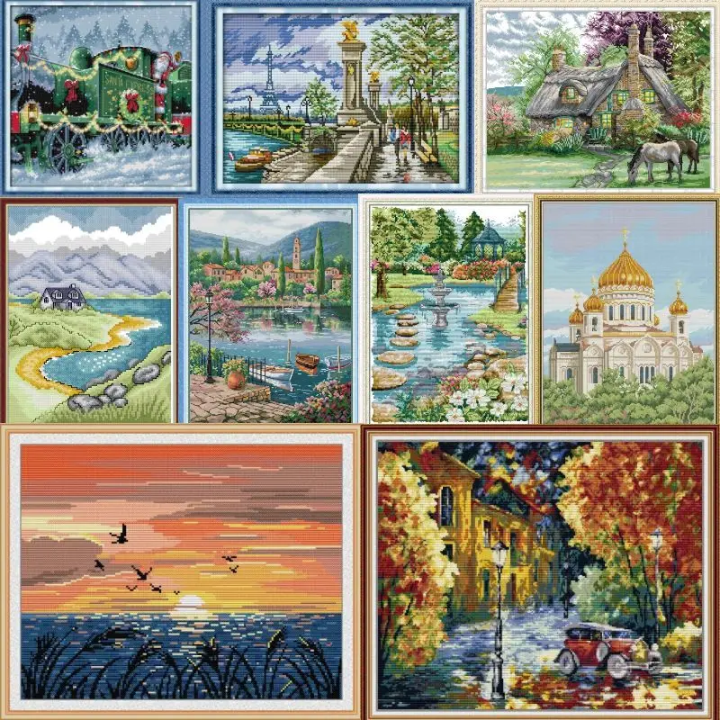

Scenic HH15-Soulgift Pre-printed Cross Stitch Kit Easy Pattern Aida Stamped Fabric Embroidery Set-Easy To Follow-Recommended